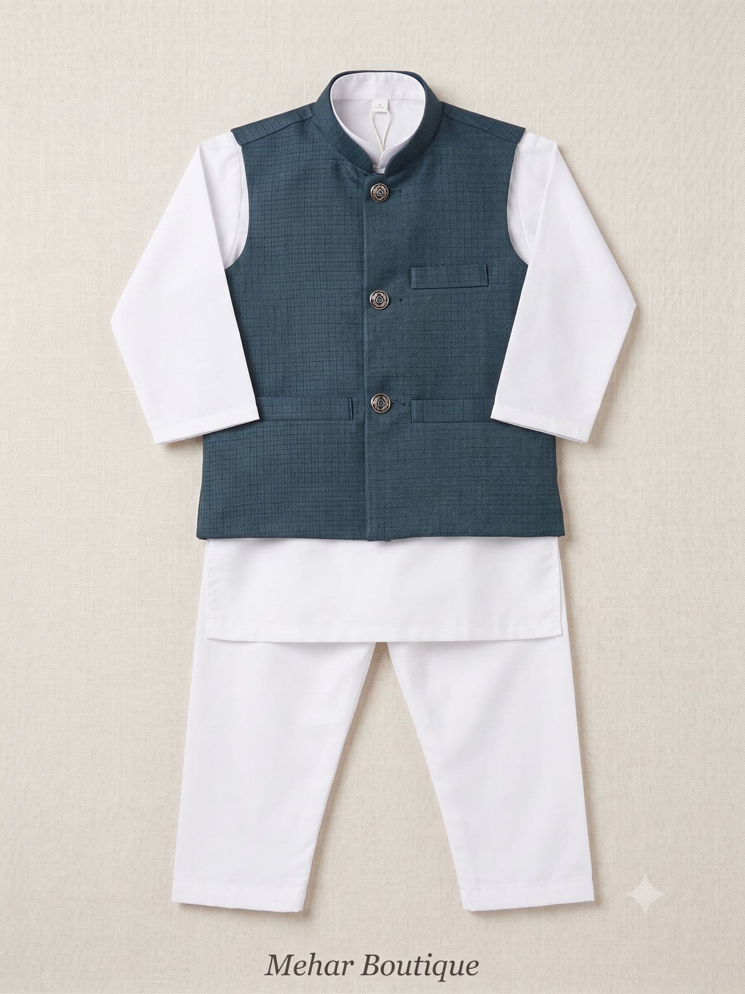 Boys Teal Waistcoat 3pc Set